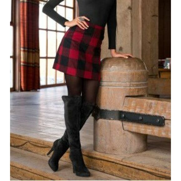 J CREW RED & BLACK BUFFALO PLAID WOOL MINI SKIRT SIZE 2 - Picture 1 of 8
